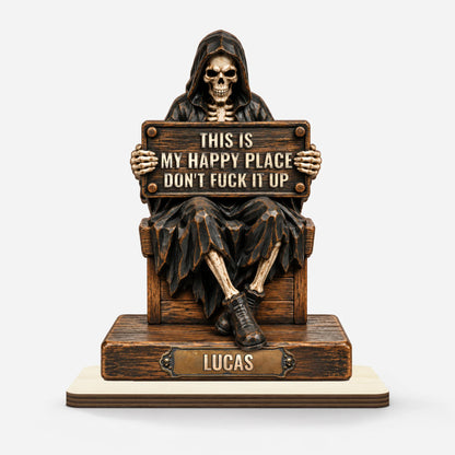 This Is My Happy Place Personalized Wooden Plaque - Him Funny Desk Sign Decor