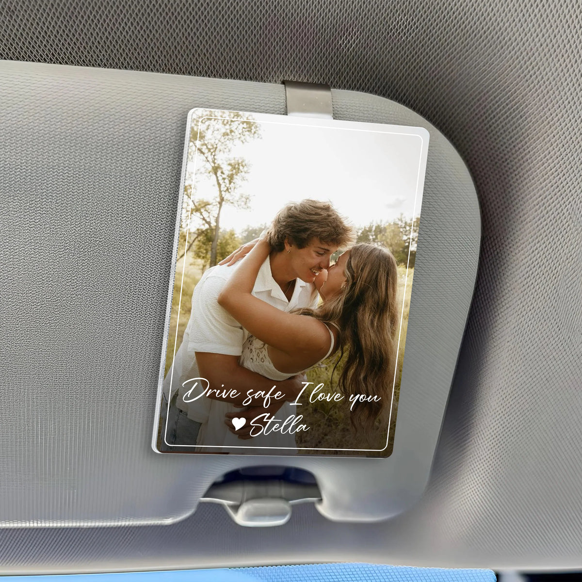 My Entire World Personalized Photo Car Visor Clip - Custom Photo Acrylic Car Decor Gift for Boyfriend Girlfriend Couple