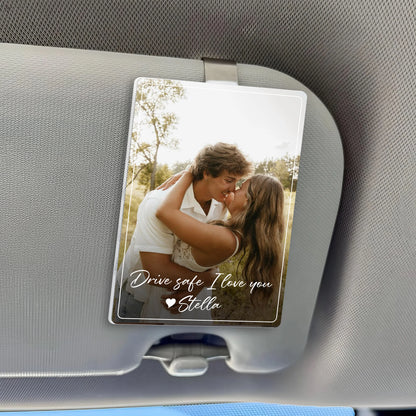 My Entire World Personalized Photo Car Visor Clip - Custom Photo Acrylic Car Decor Gift for Boyfriend Girlfriend Couple