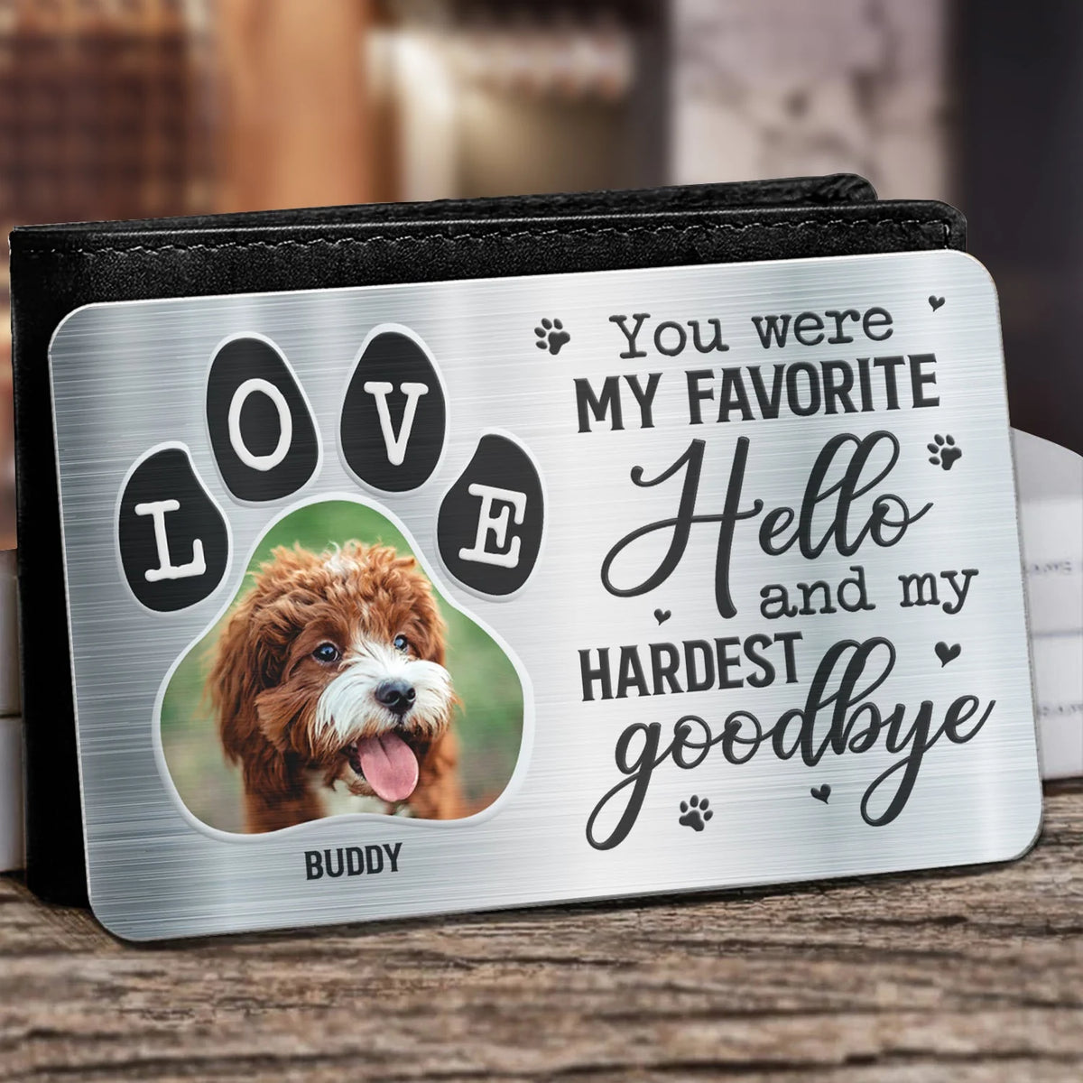 "You Were My Favorite Hello" Personalized Pet Memorial Wallet Card - Keepsake for Dog Lovers