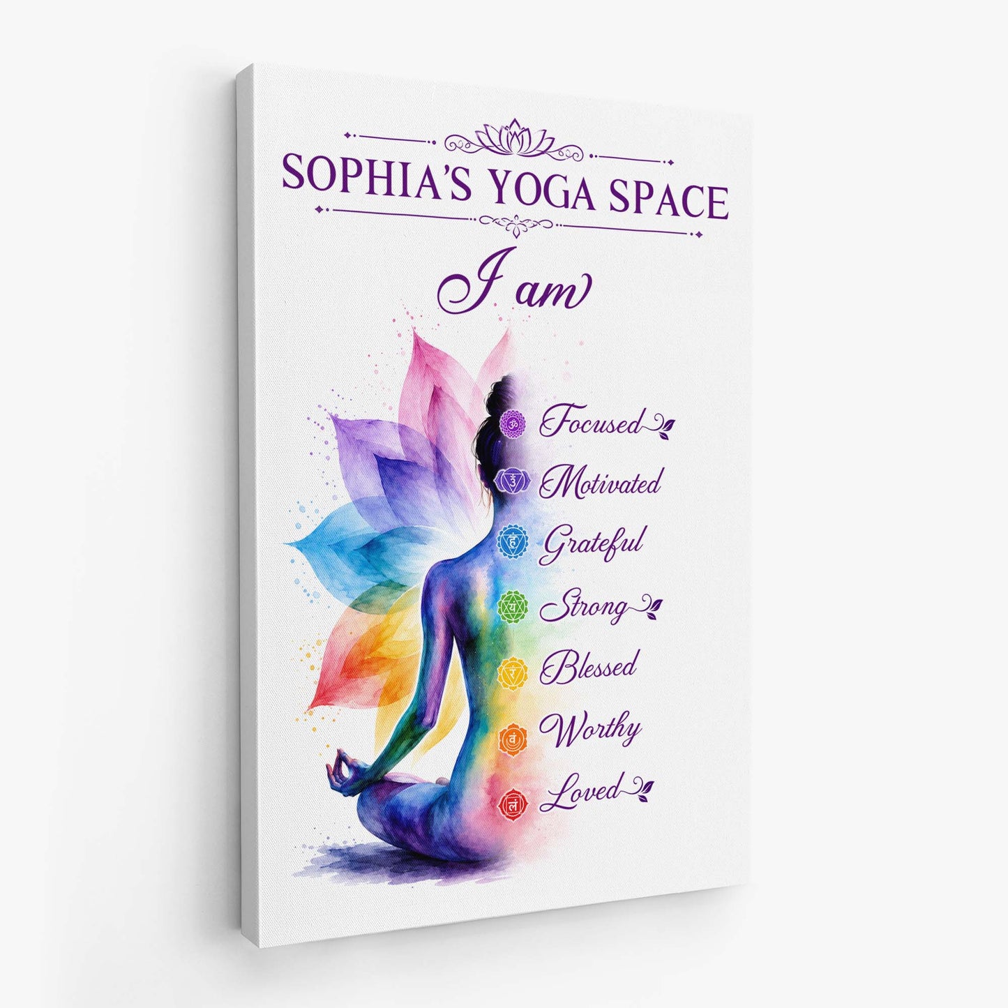 Personalized Yoga Canvas Wall Art personalization view for Wife