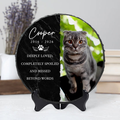 "Deeply Loved" Personalized Pet Memorial Stone - Custom Photo Keepsake Gift