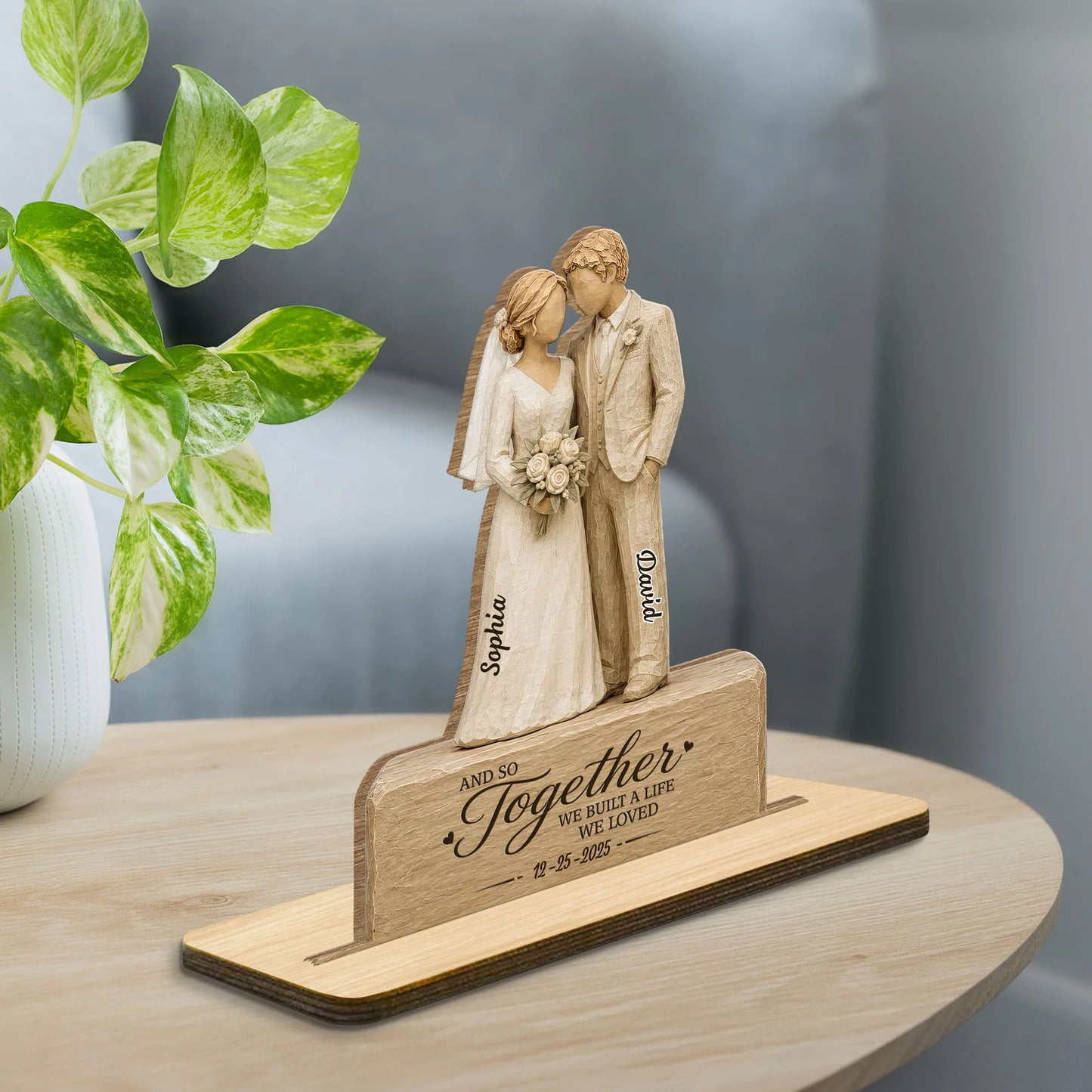 Plaque material and size view - Personalized Wedding Anniversary Plaque