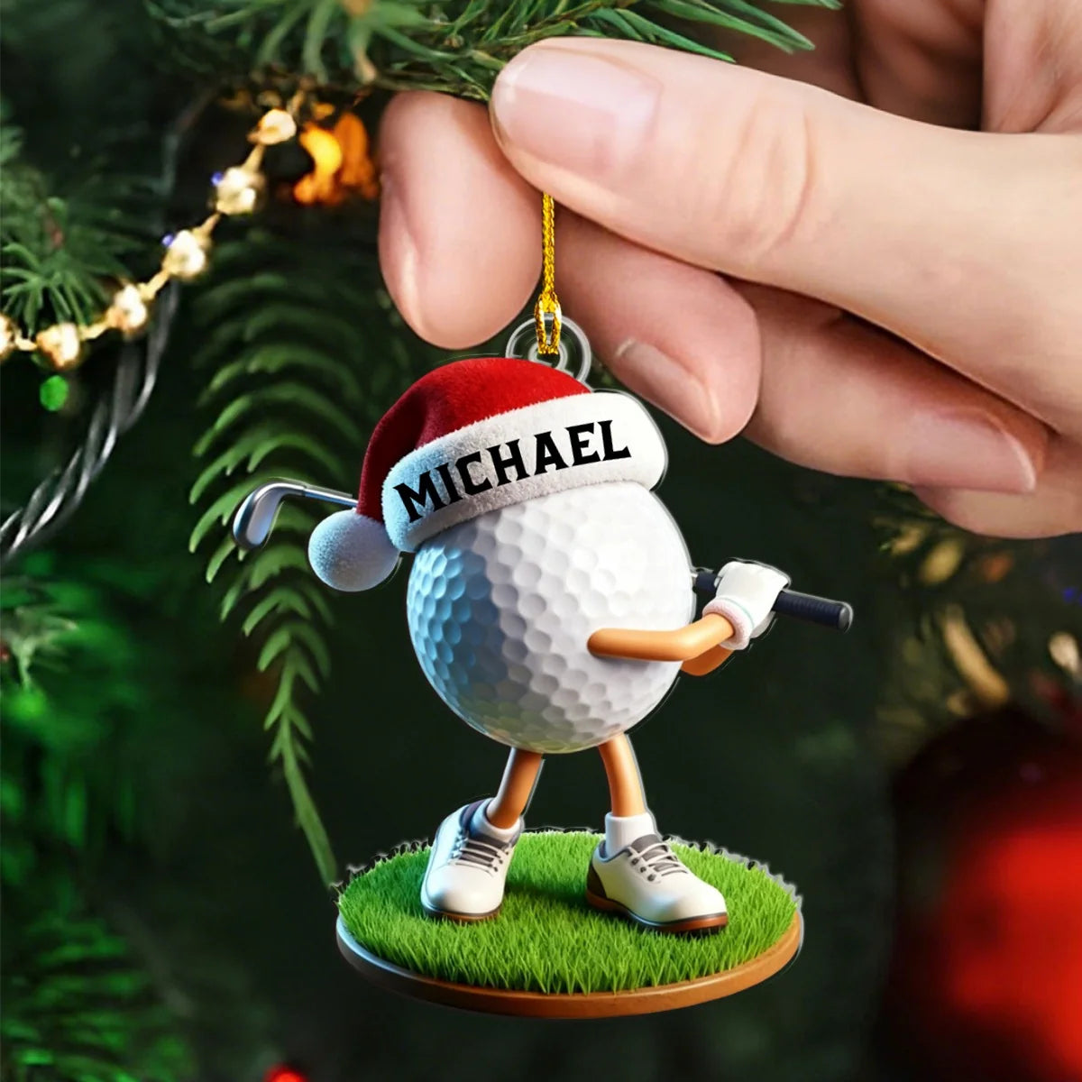 Custom Name Golf Ornament - Personalized Christmas Keepsake Gift for Golfers