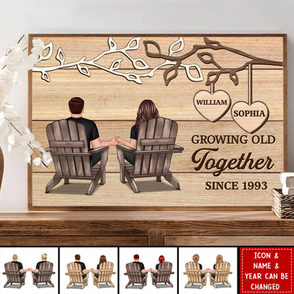Growing Old Together Personalized Couple Canvas / Poster - Custom Anniversary Wall Art Gift for Husband and Wife