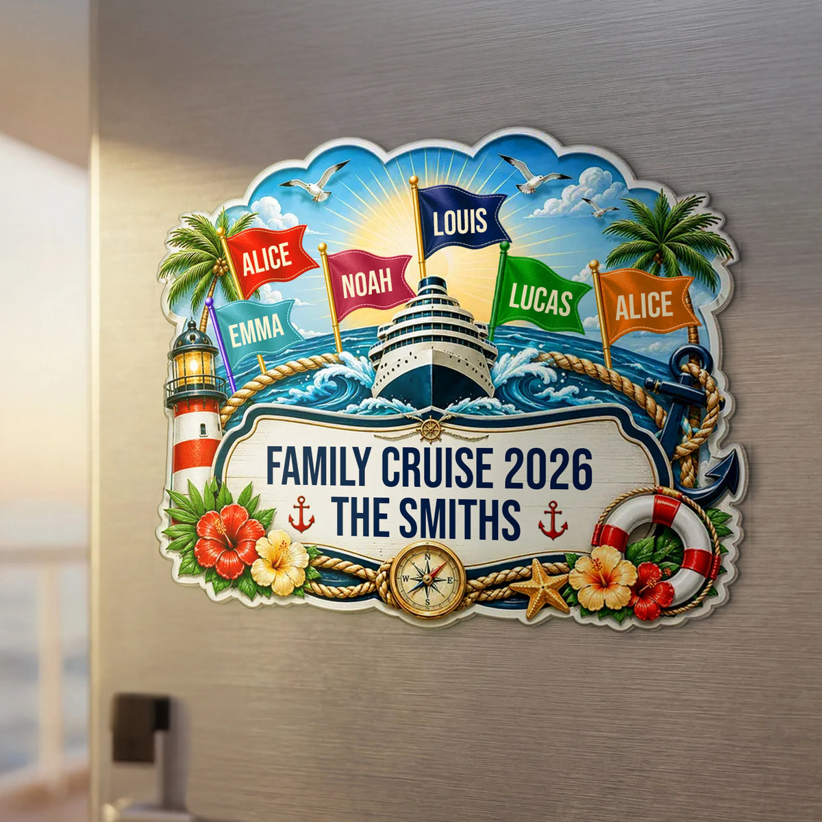 Family Cruise 2026 Personalized Acrylic Magnet - Family Vacation Door Decor