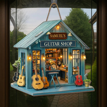 Wood Sign material and size view - Custom Guitar Shop Wood Sign