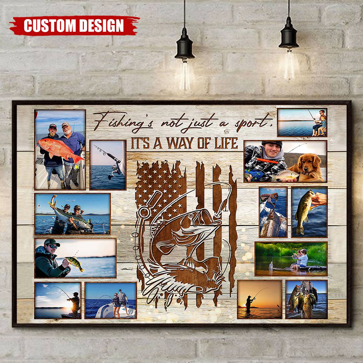 Custom Fishing Photo Collage for Dad with personalized design details for meaningful gifting image 7