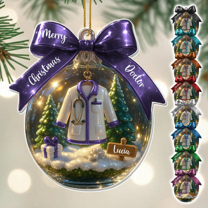 Merry Christmas Doctor With Stethoscope And Coat