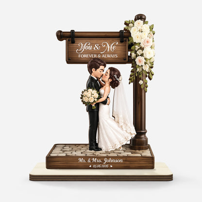 Personalized wedding plaque with romantic couple illustration for custom wedding and anniversary gifts