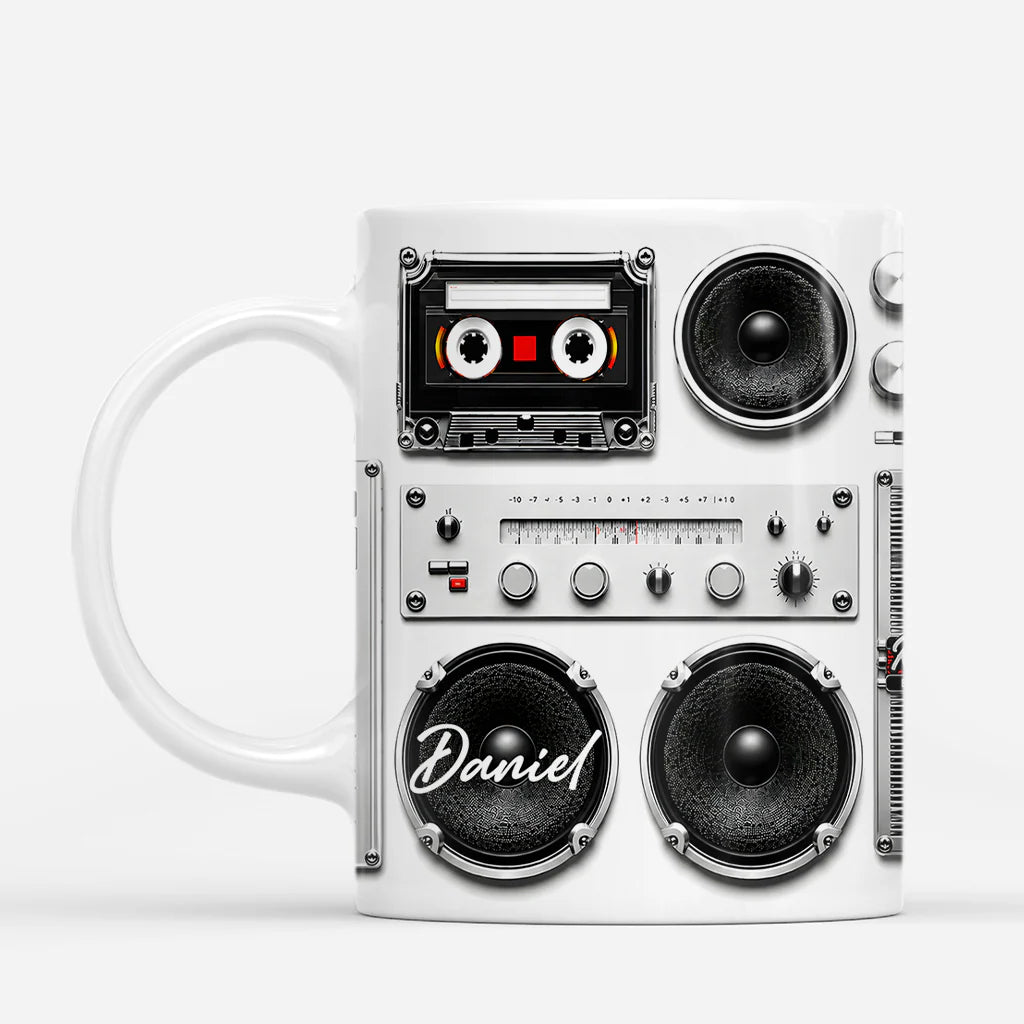 Personalized Retro Music Mug personalization view for Dad