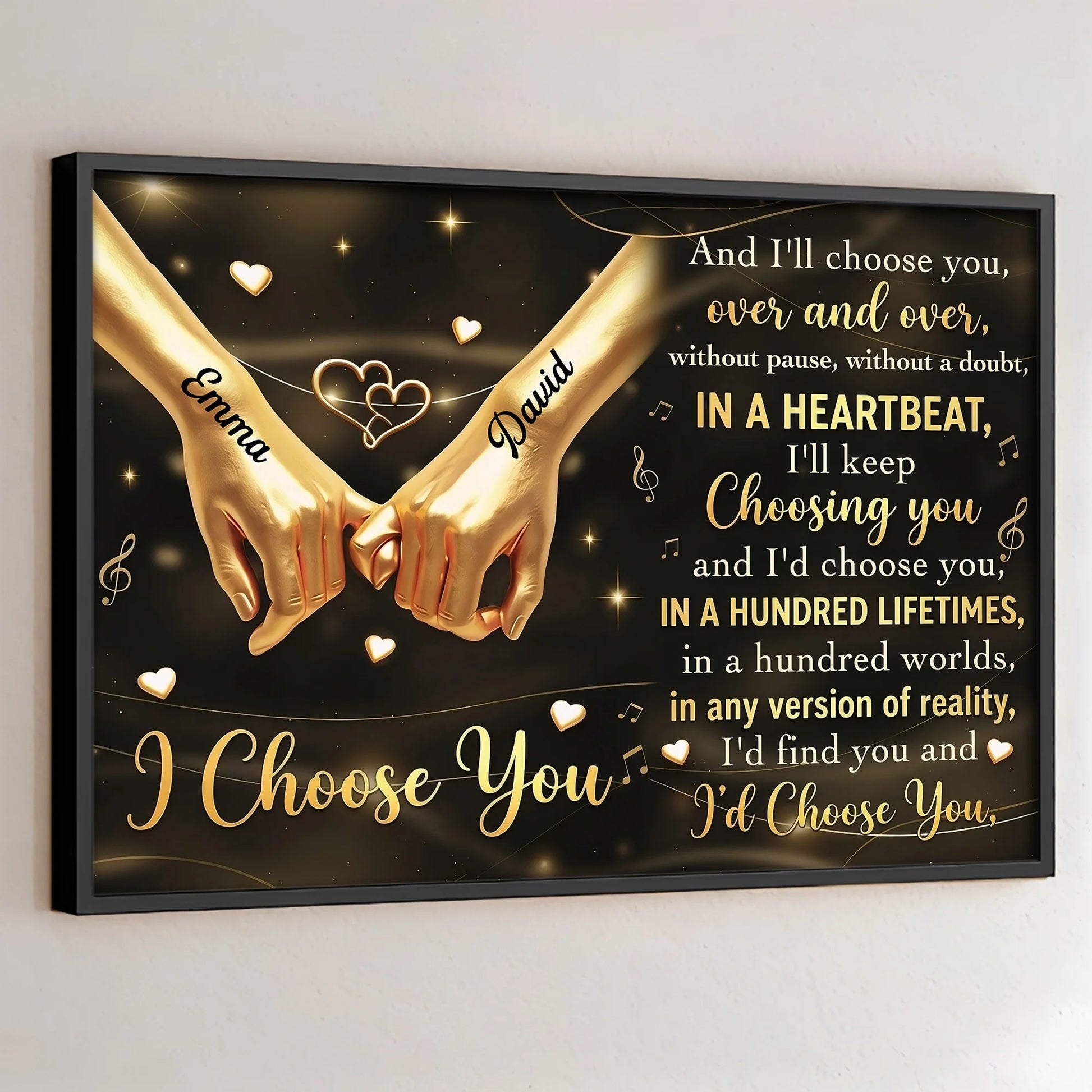Custom Couple Anniversary Wall Art personalization view for Wife