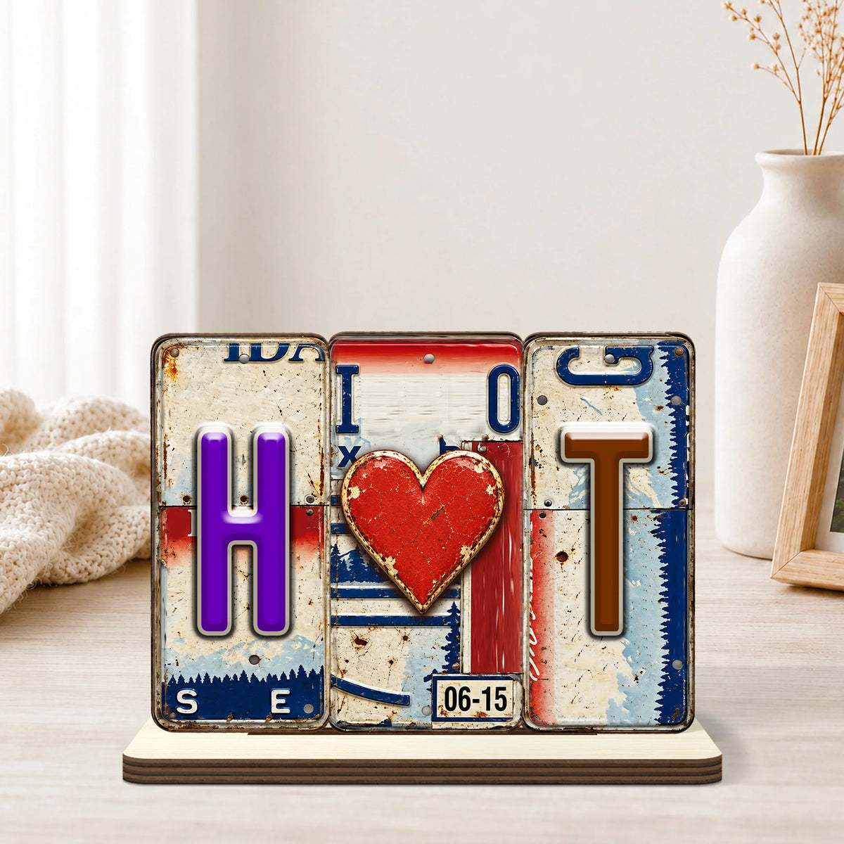 Custom Vintage License Plate Wooden Plaque - Personalized Couple Keepsake Gift for Anniversary