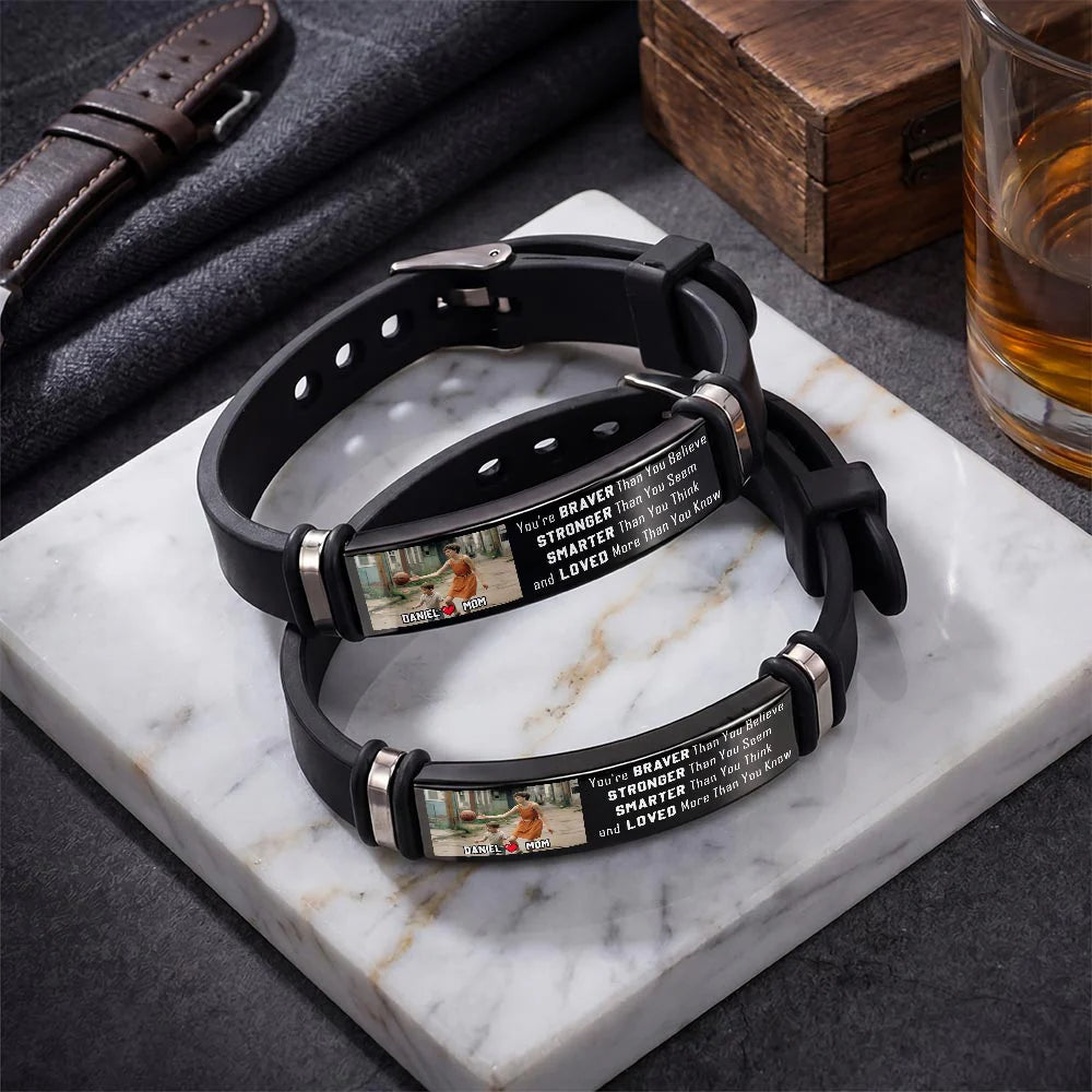 Custom Photo Bracelet For Son for Son/Grandson with personalized design details for meaningful gifting image 6