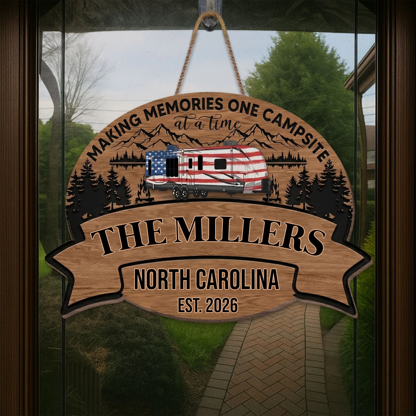 Custom Rv Camping Wood Sign for Couples with personalized design details for meaningful gifting