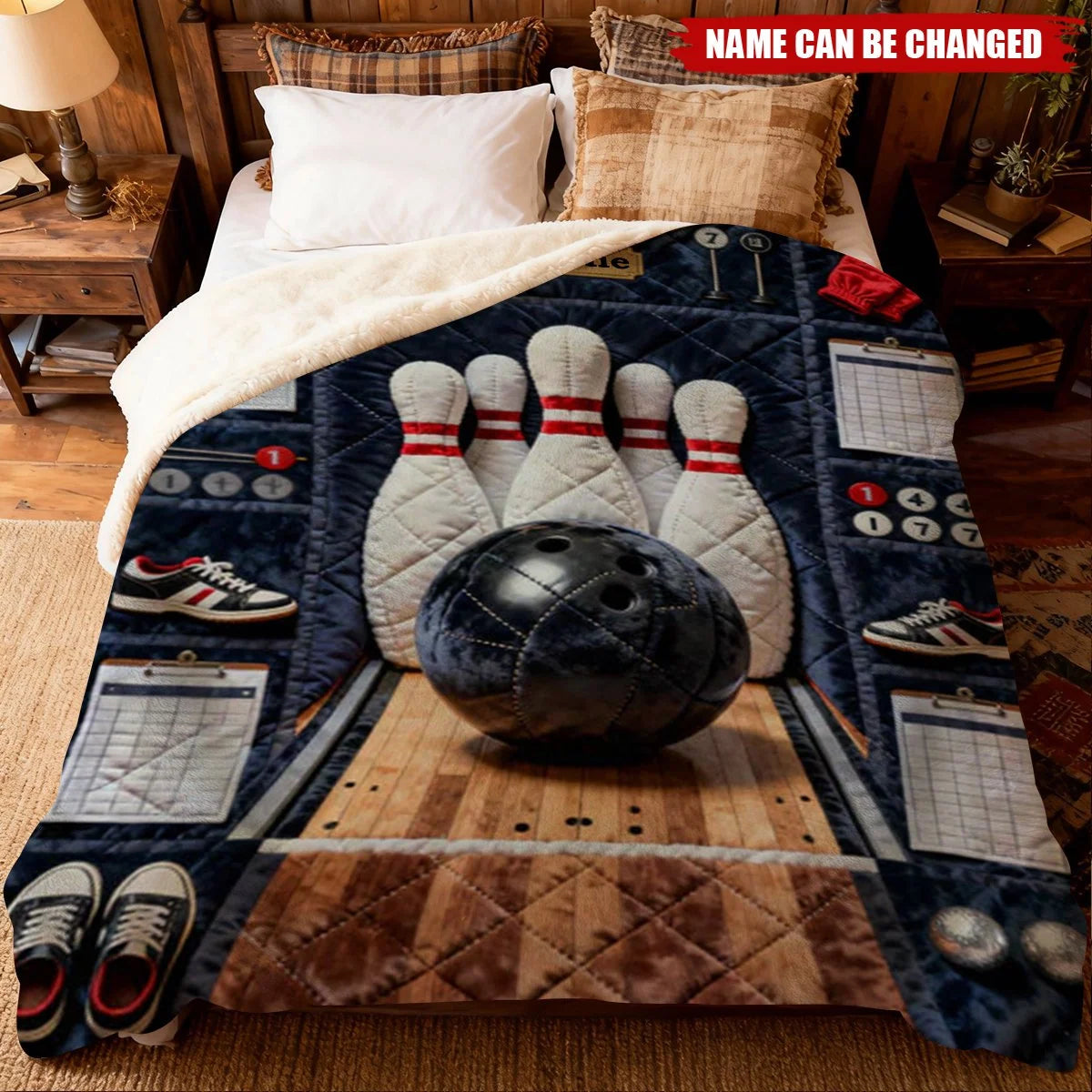 Custom Name Bowling Blanket - Personalized Gift for Bowlers and League Fans