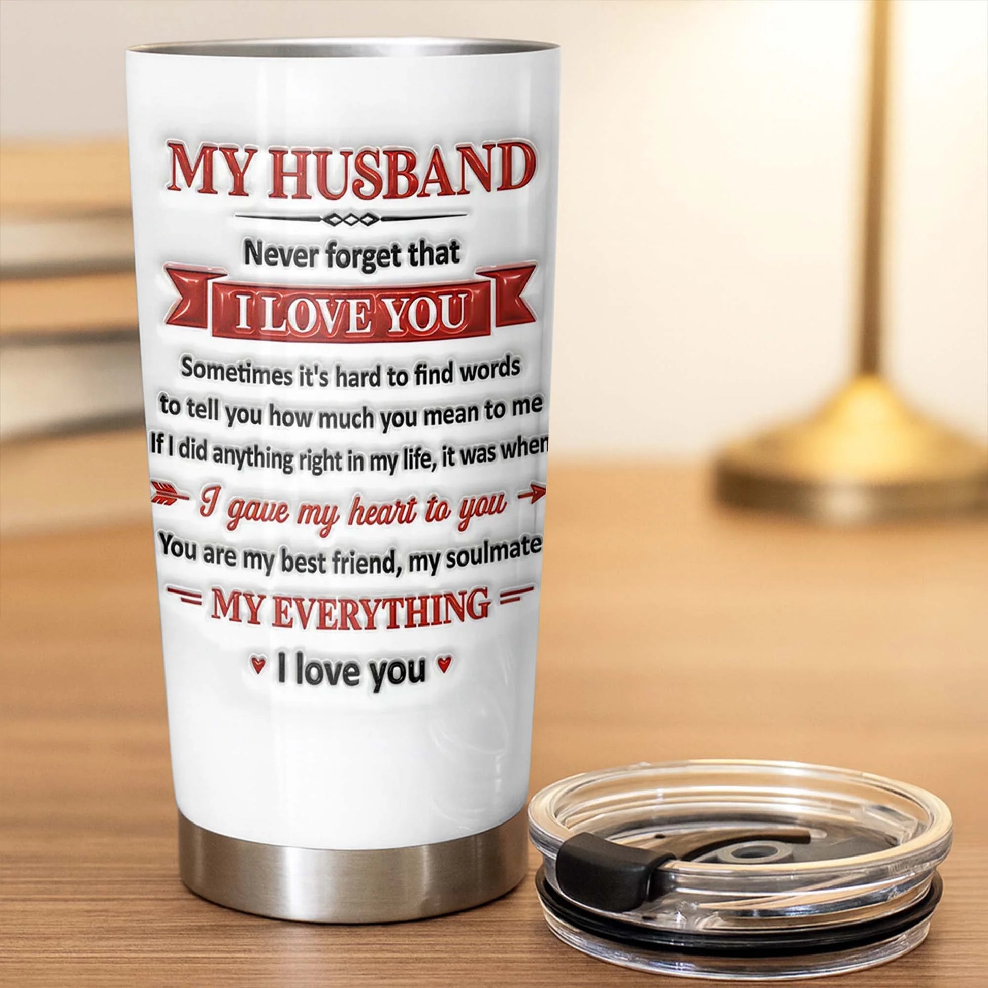 Tumbler material and size view - Custom Husband Tumbler