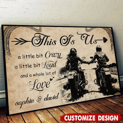 Canvas / Poster material and size view - Custom Motorcycle Couple Canvas
