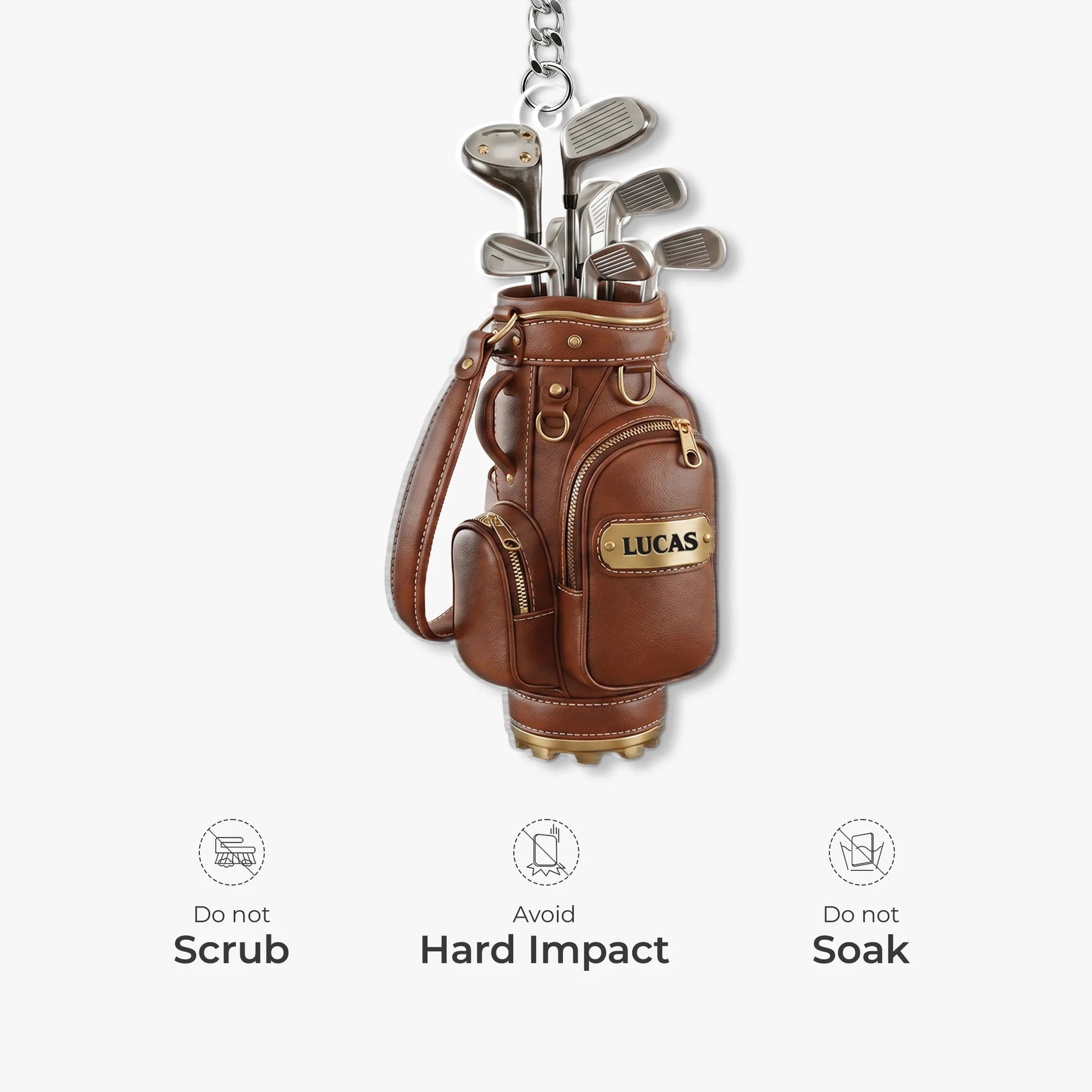 Personalized Golf Bag Keychain - Custom Name Gift for Golf Lovers