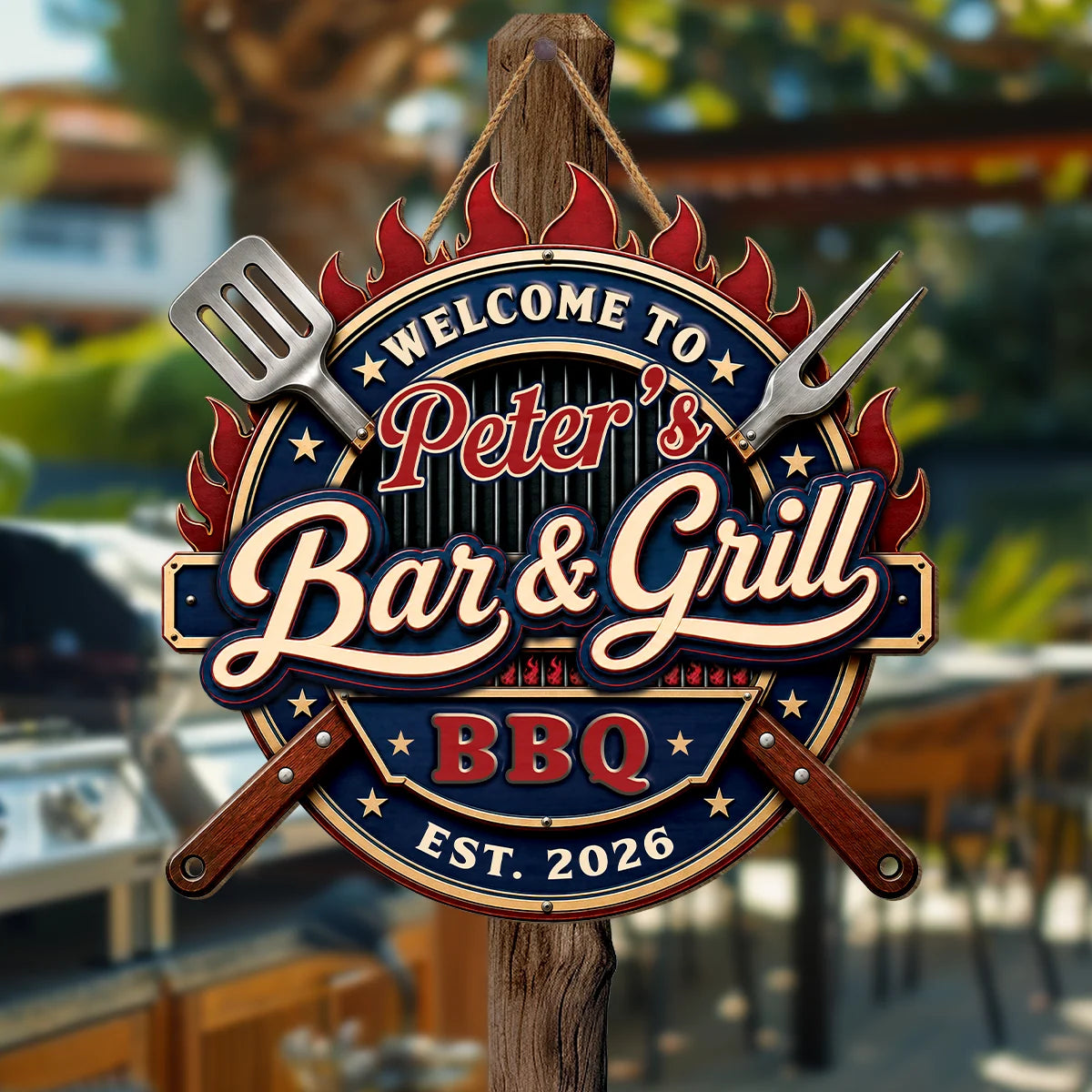 Welcome to Grill and Chill Personalized Wood Sign - Custom BBQ Gifts