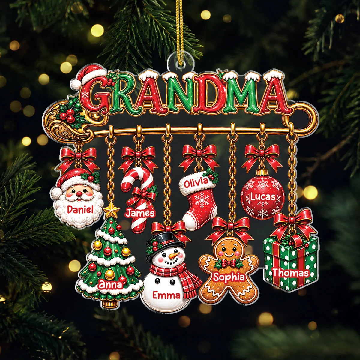 Grandma & Mommy Charm Personalized Acrylic Ornament - Grandma & Mommy Keepsake Christmas Gift