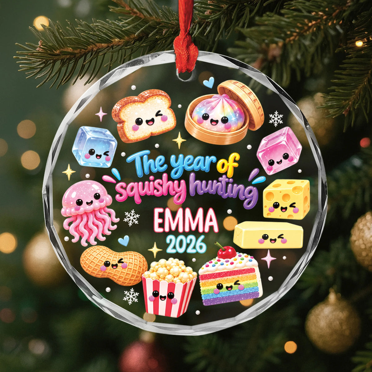 The Year of Squishy Hunting Personalized Glass Ornament - Custom Christmas Keepsake for Kids