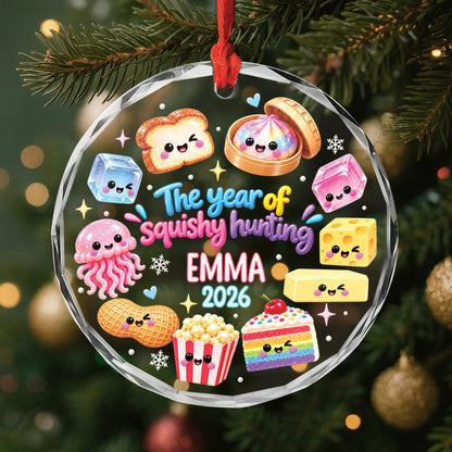 The Year of Squishy Hunting Personalized Glass Ornament - Custom Christmas Keepsake for Kids