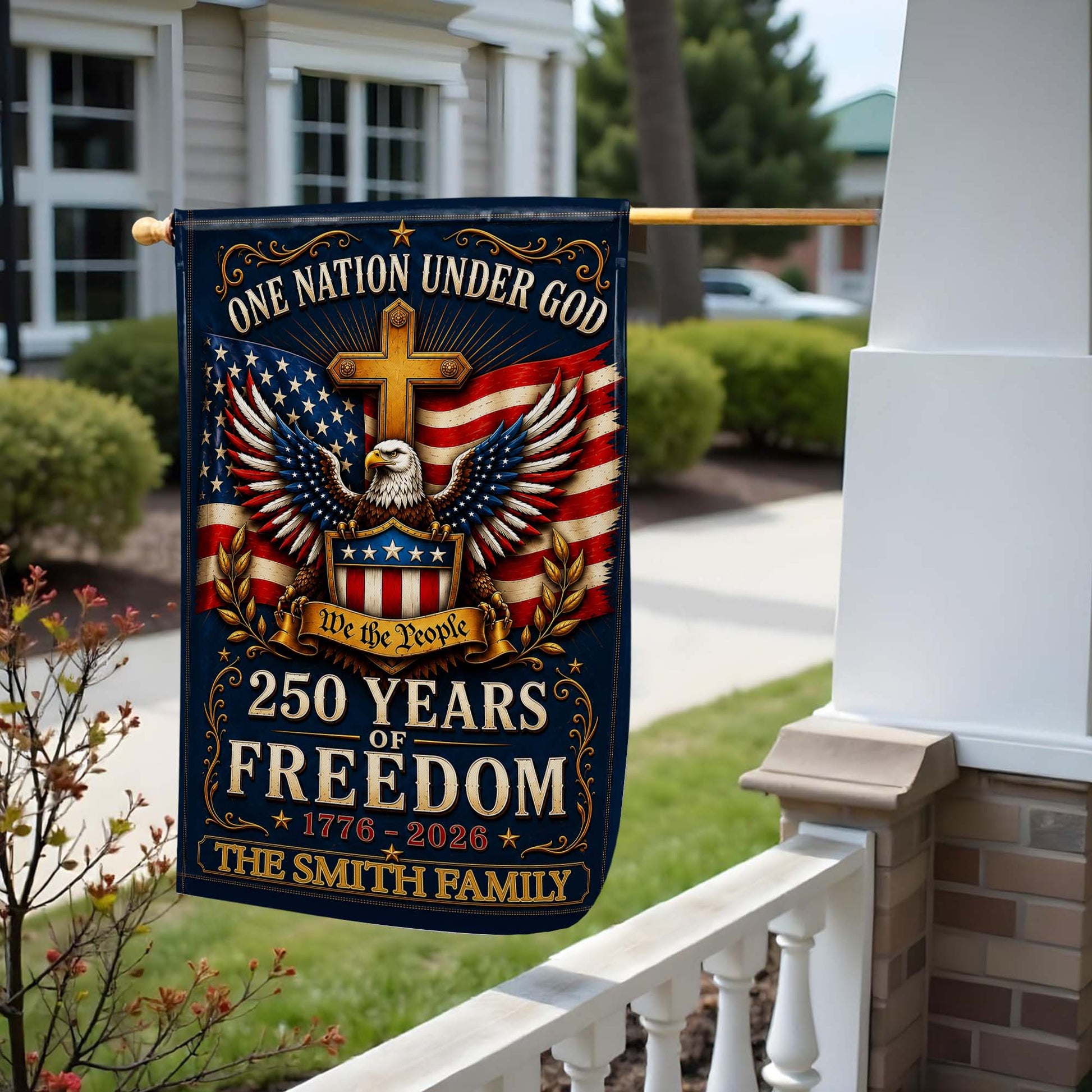 Custom 250 Years Of Freedom Flag personalization view for Family