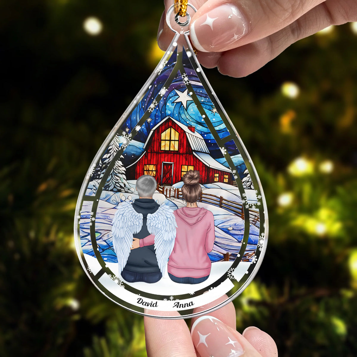 Loss of Loved One Memorial Teardrop Personalized Acrylic Ornament - Christmas Keepsake for Family