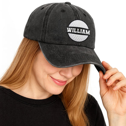 Custom name sport ball washed denim cap in black for sports lovers and athletes image 6