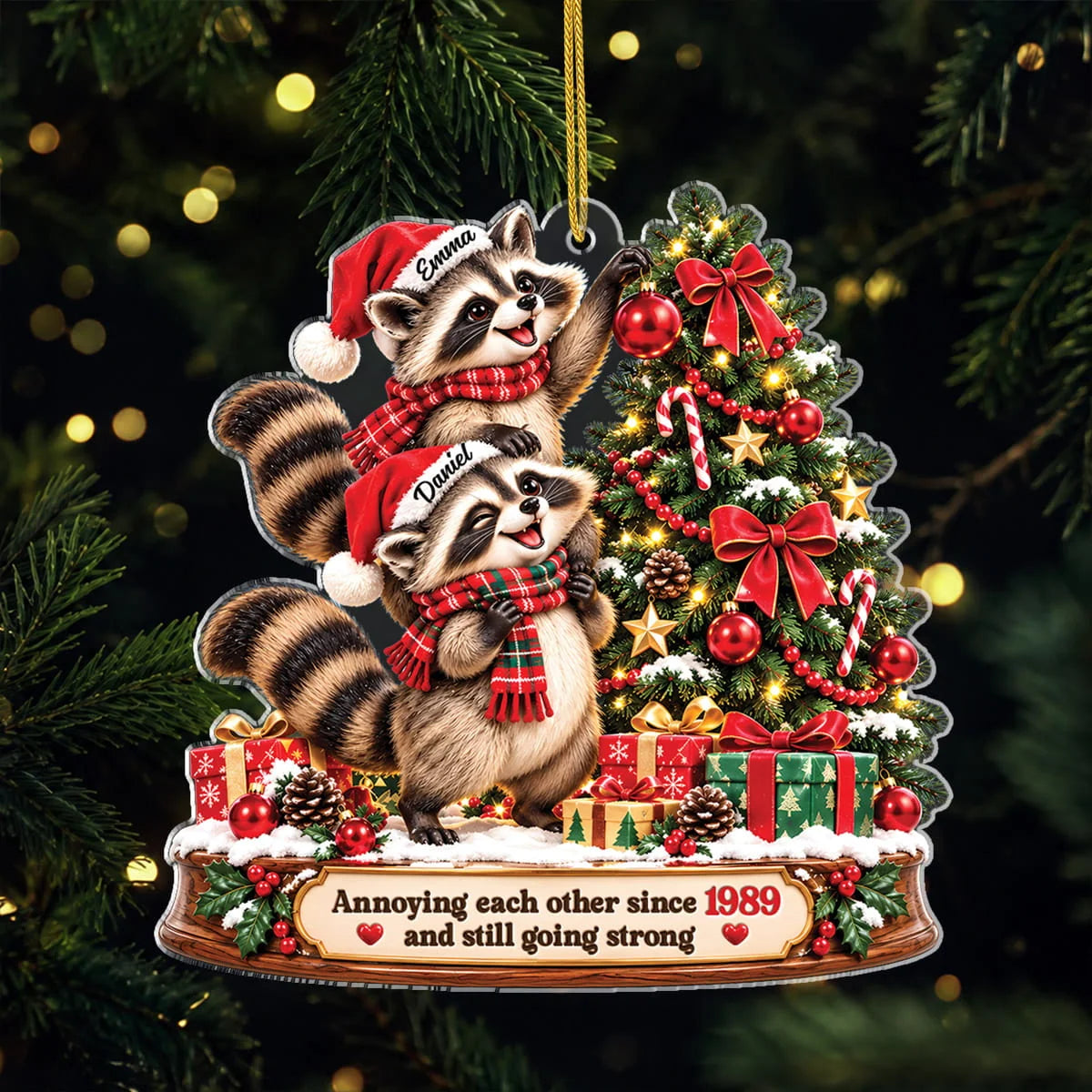 Annoying Each Other Since Ornament Funny Raccoon Couple - Custom Year Anniversary Keepsake Gift
