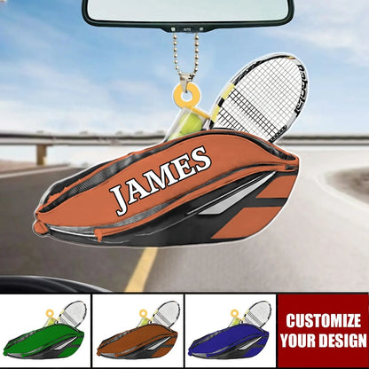 Personalized Tennis Bag Car Ornament - Custom Acrylic Keepsake for Tennis Players and Fans