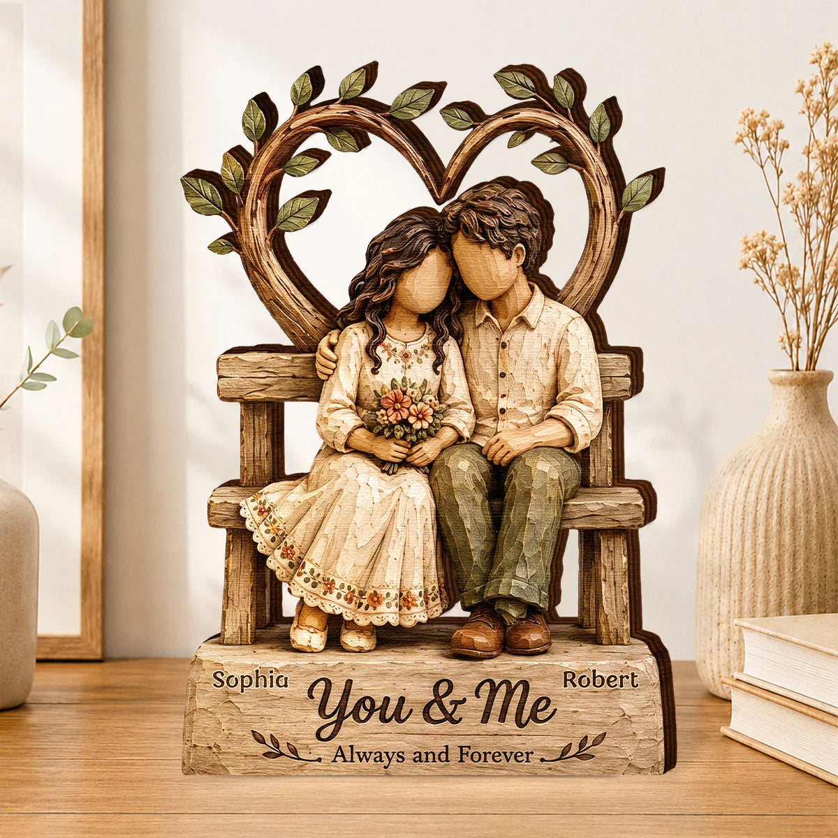 "You And Me Always and Forever" Personalized Couple Wooden Block - Custom Gift for Husband Wife