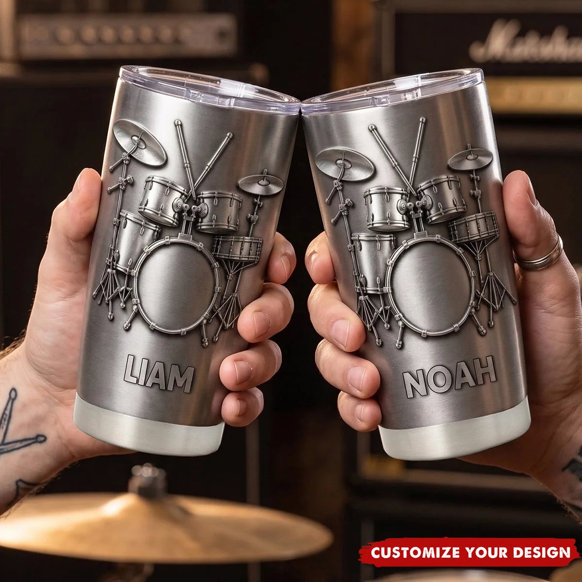 Drums Are My Therapy Personalized Tumbler - Custom Drummer Mug for Music Lovers