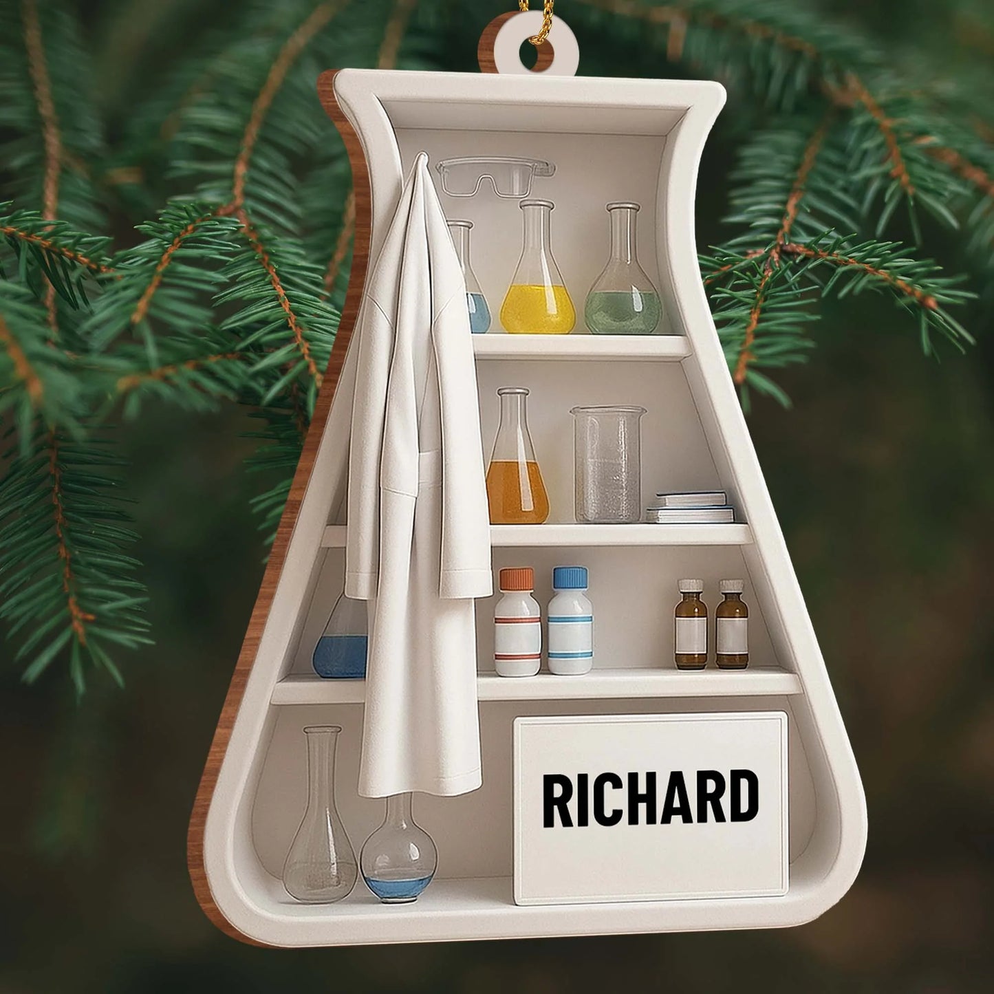 Personalized Laboratory Wood Ornament for Colleagues with personalized design details for meaningful gifting image 7