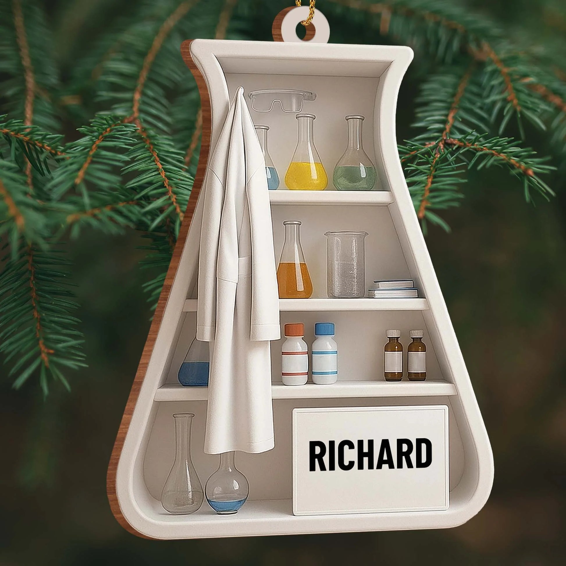 Personalized Laboratory Wood Ornament for Colleagues with personalized design details for meaningful gifting image 7