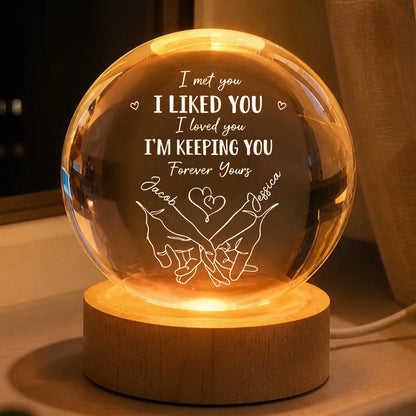 Personalized Couples Crystal Ball Night Light personalization view for Couples