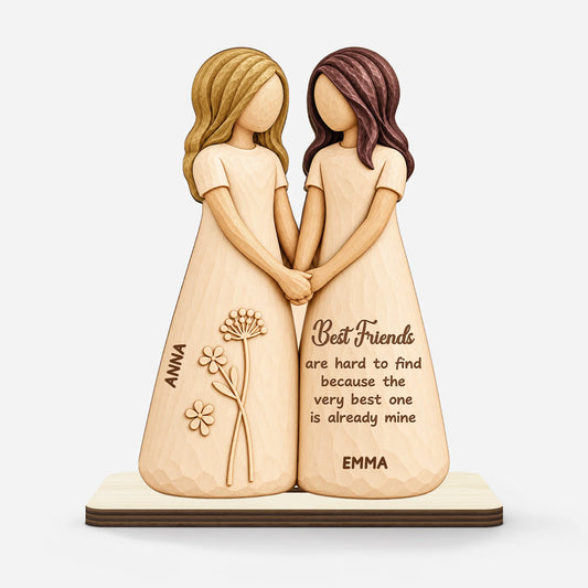 "Best Friends Are Hard to Find" Personalized Wooden Plaque - Custom Friendship Keepsake Gift for Best Friend