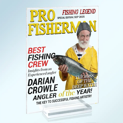 Pro Fisherman Magazine Custom Photo Acrylic Plaque - Personalized Fishing Legend Gift