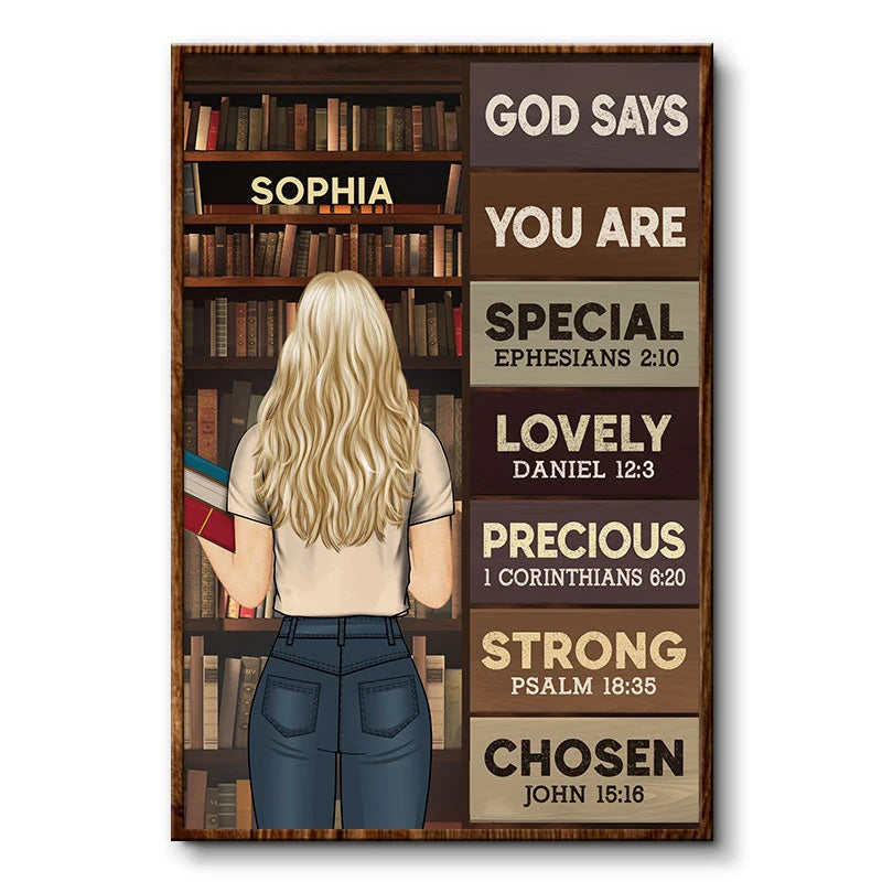 God Says You Are Personalized Canvas / Poster - Custom Wall Art Gift for Book Lovers
