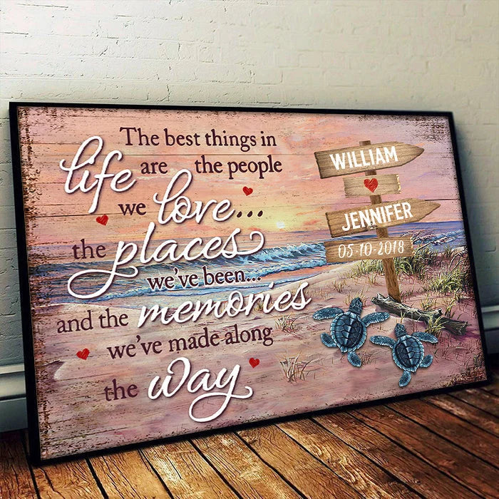 "The Best Things In Life Are Memories" Personalized Canvas / Poster - Custom Couples Anniversary Wall Art Decor