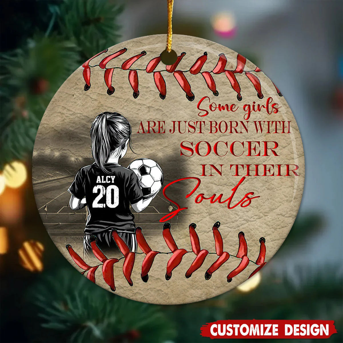 Personalized Soccer Girl Ornament personalization view for Daughter/Granddaughter