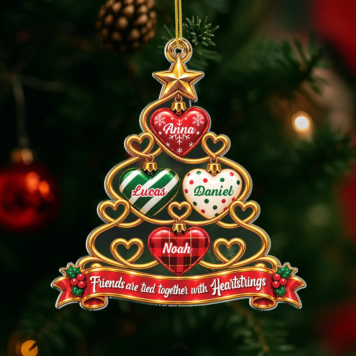 Tied Together With Heartstrings Personalized Sibling Acrylic Ornament - Custom Tree Keepsake Gift
