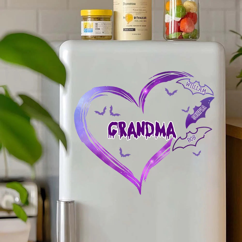 Grandma Heart Bat Decal - Personalized Halloween Sticker for Mom and Family