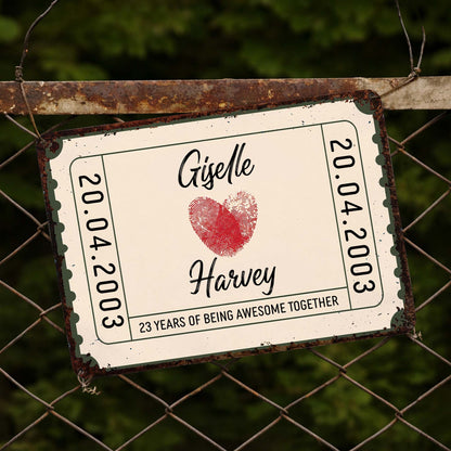 Metal Sign material and size view - Personalized Couple Anniversary Metal Sign