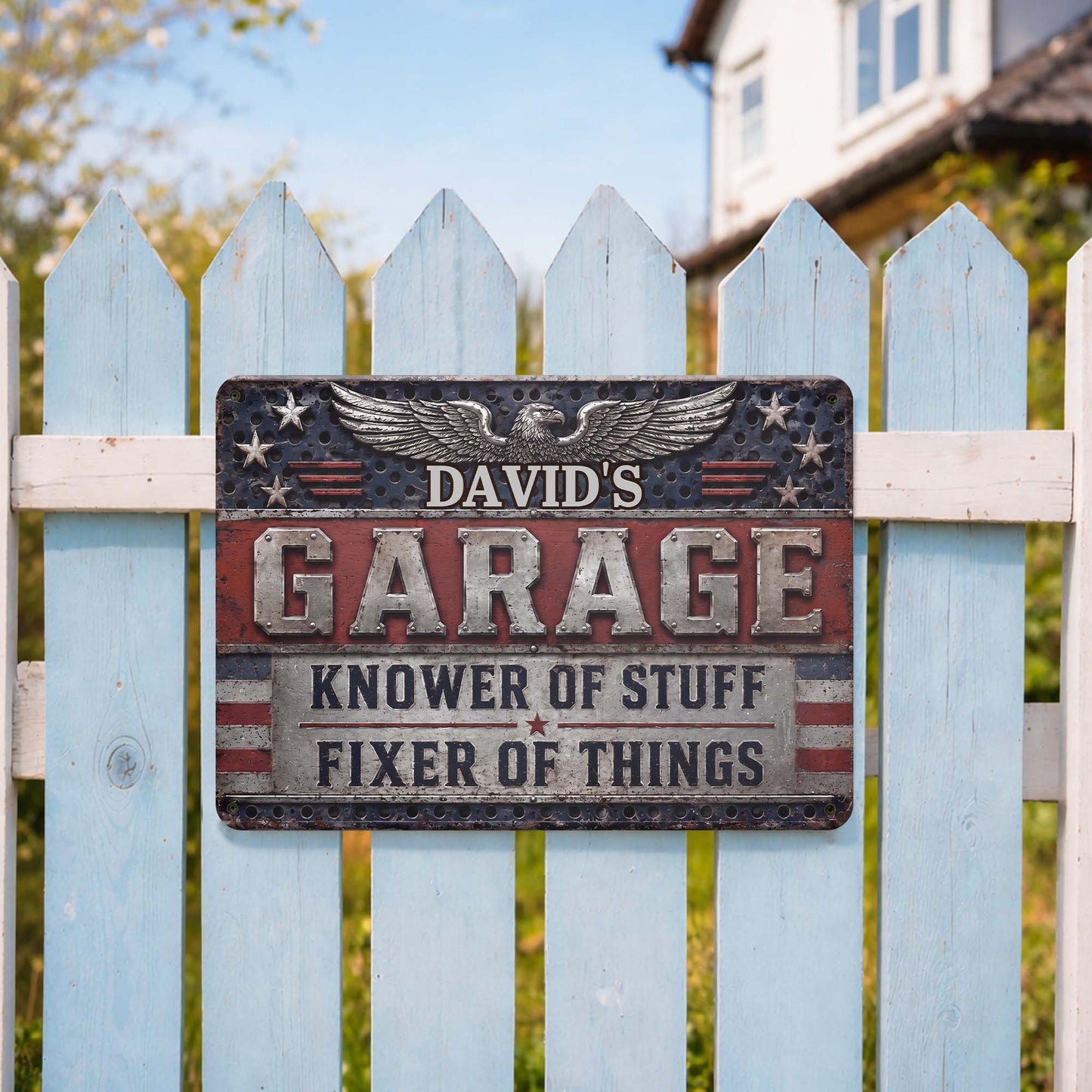 Garage Knower Of Stuff Fixer Of Things - Personalized Metal Sign for Workshop Decor