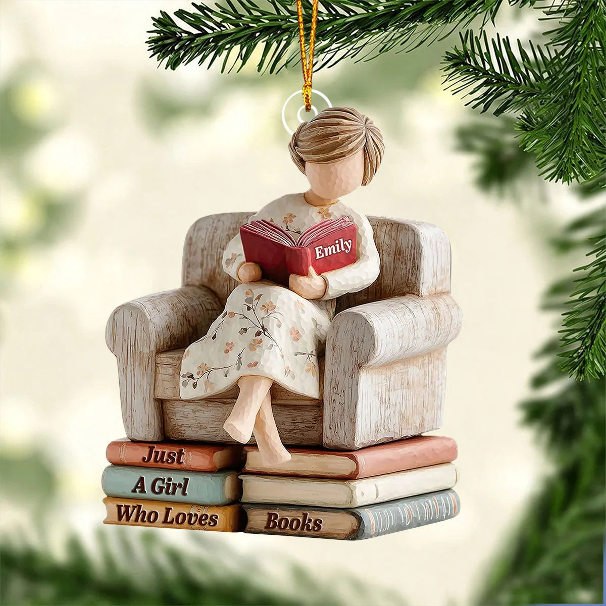 Just A Girl Who Loves Books Acrylic Ornament - Personalized Book Lover Gift for Bookworm