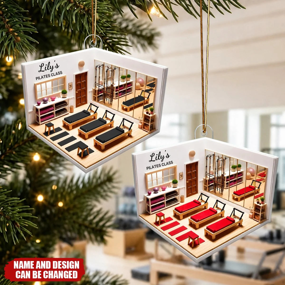 Custom Pilates Studio Acrylic Ornament - Personalized Pilates Teacher Gift for Christmas