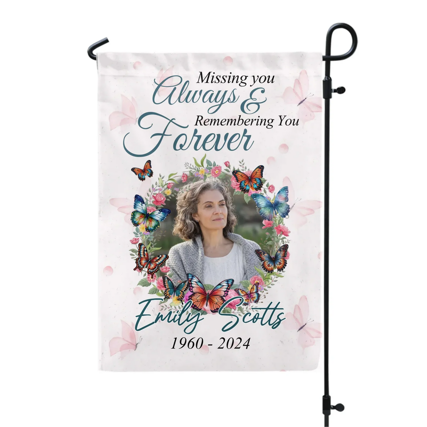 Garden Flag material and size view - Personalized Memorial Garden Flag