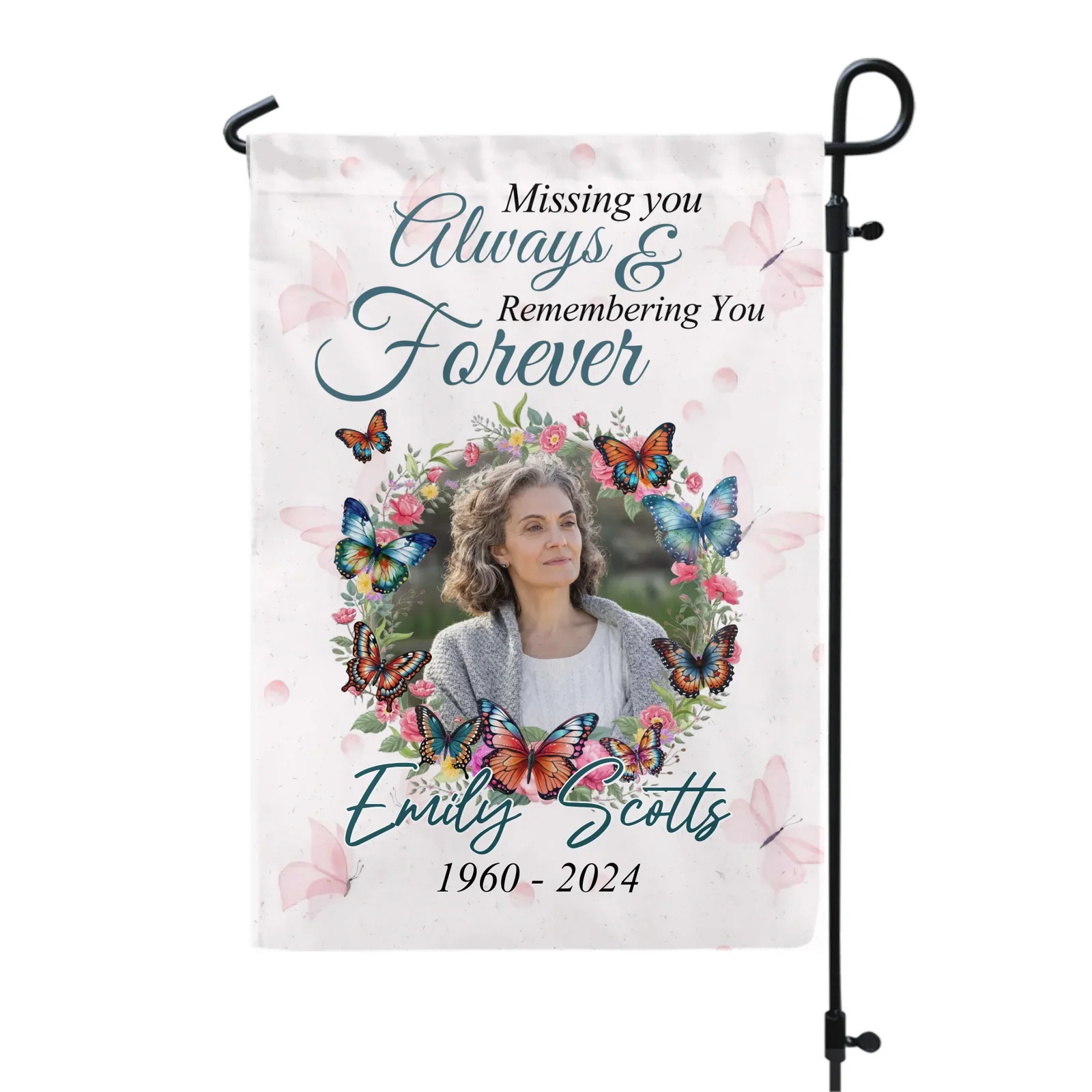 Garden Flag material and size view - Personalized Memorial Garden Flag
